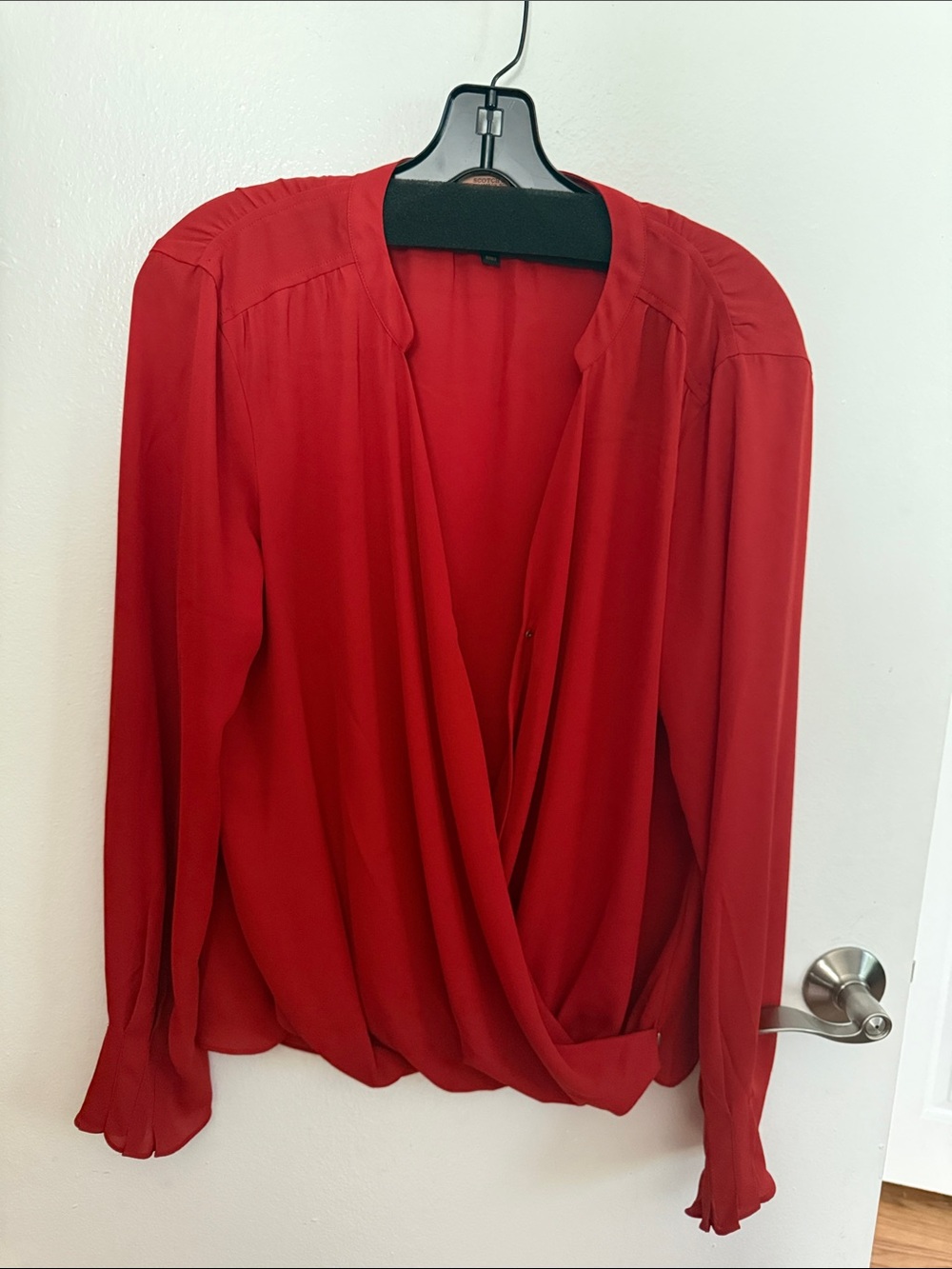 Scotch & Soda Red Draped Surplice Blouse